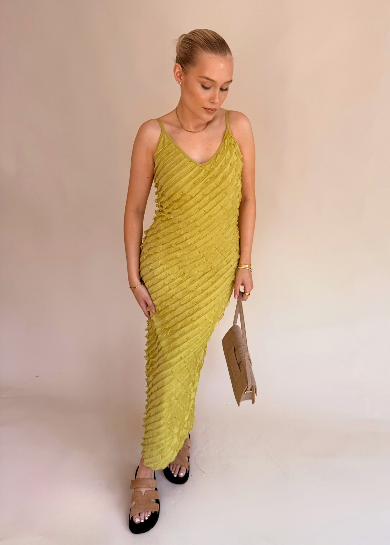 Frill Maxi Dress - Green