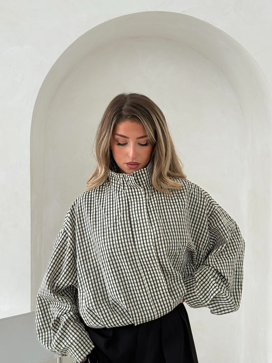 Lennox Gingham Funnel Jacket