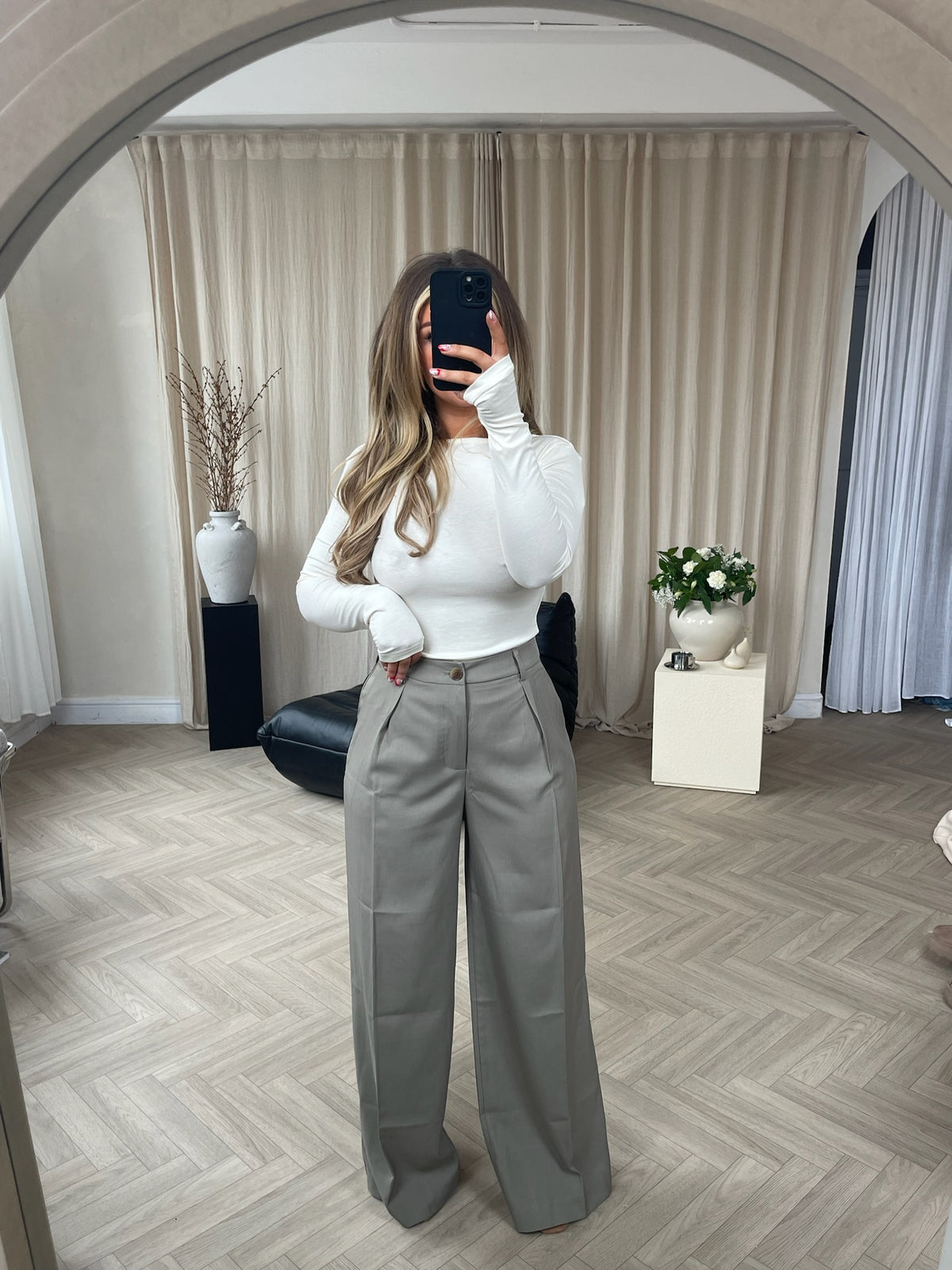 Olive tailored trousers