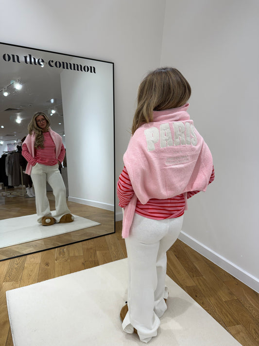 "Paris" Slogan Jumper - Baby Pink