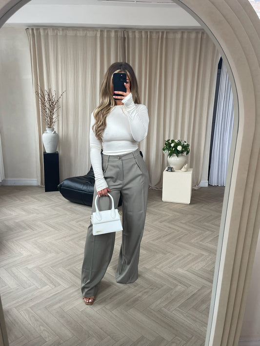 Olive tailored trousers