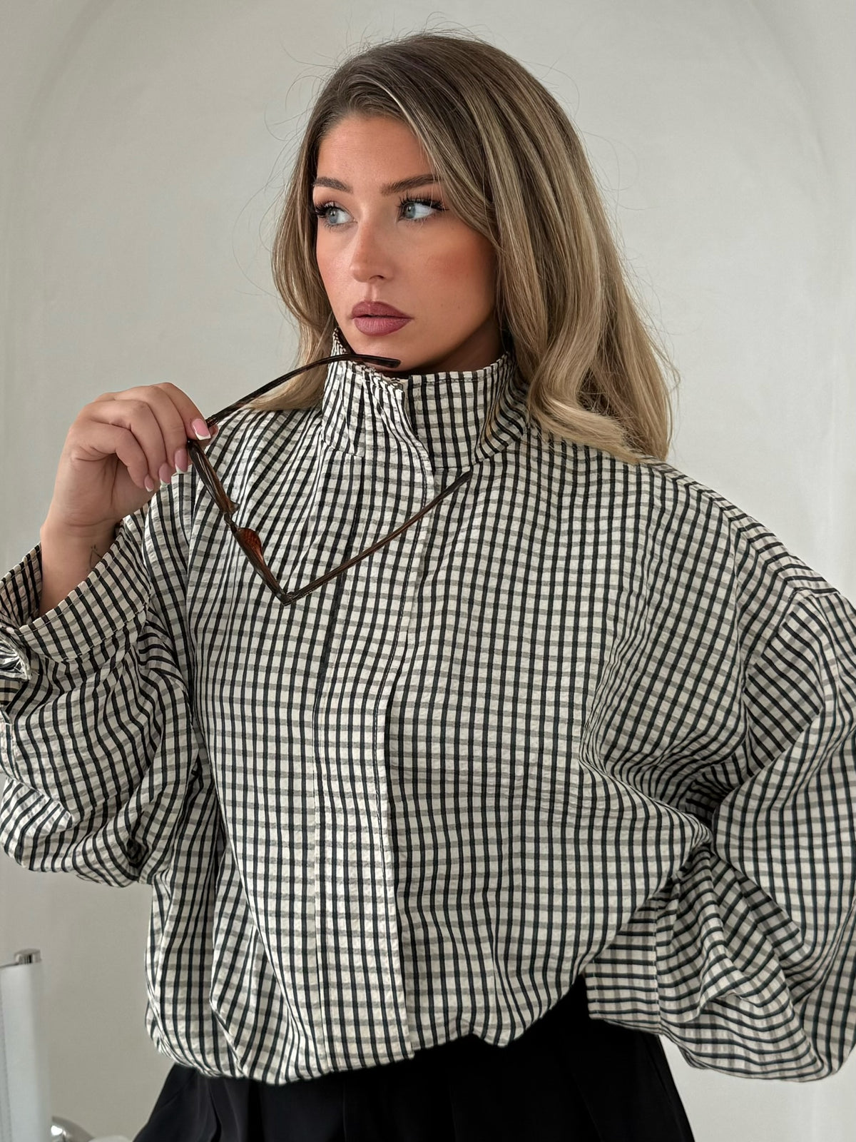 Lennox Gingham Funnel Jacket