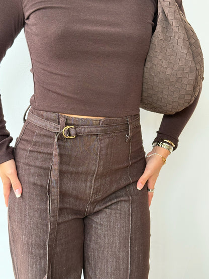Front Seam Dad Fit Jean - Chocolate