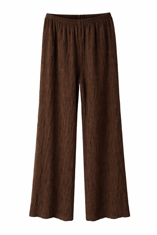 Crinkle Textured Trouser - Chocolate
