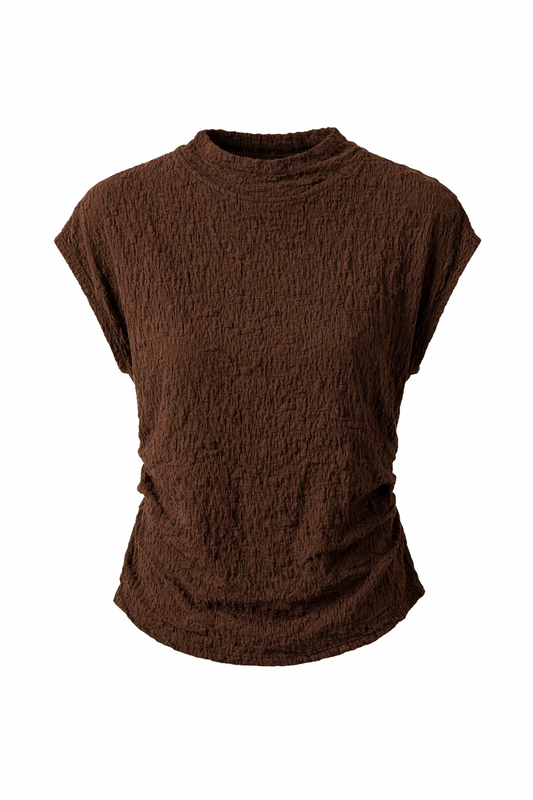 Crinkle Textured Top - Chocolate