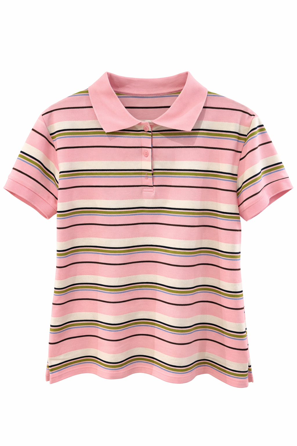Short Sleeve Rugby Top - Baby Pink/White