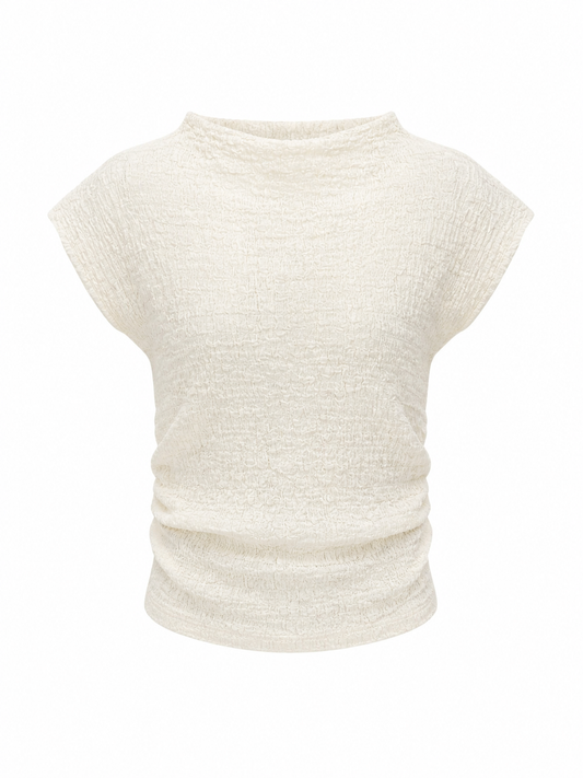 Crinkle Textured Top - Cream