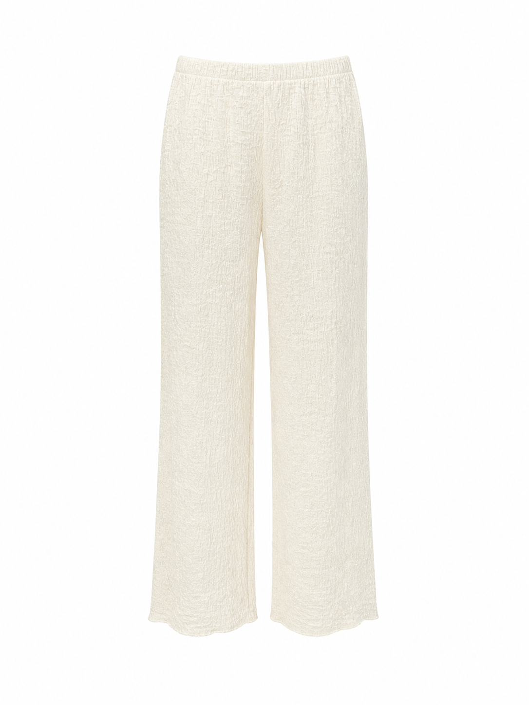 Crinkle Textured Trouser - Cream