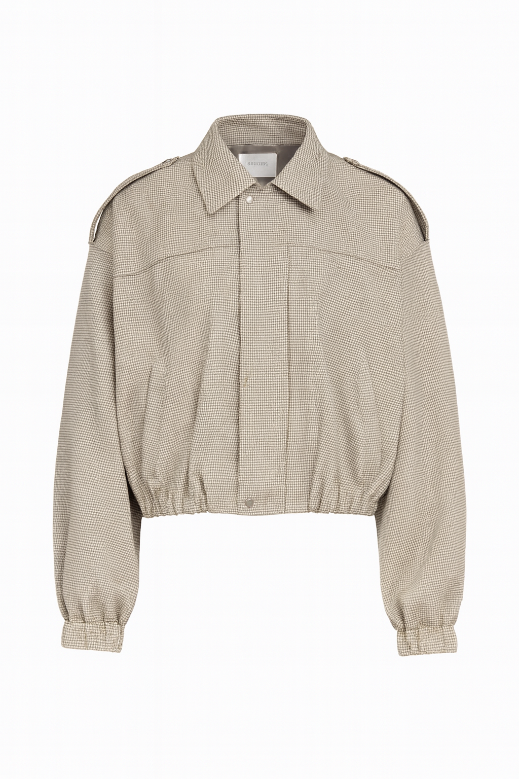 Houndstooth Bomber Jacket - Beige/White