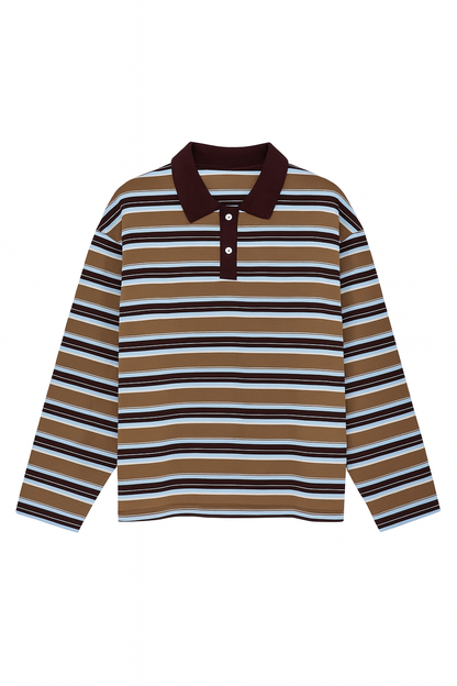 Rugby Top - Khaki/Burgundy/Blue