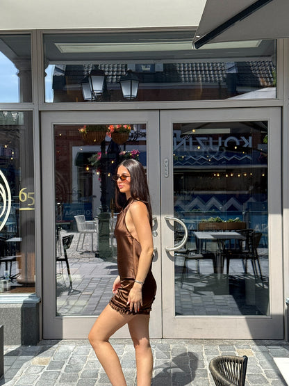 Dune Satin Ruffle Shorts