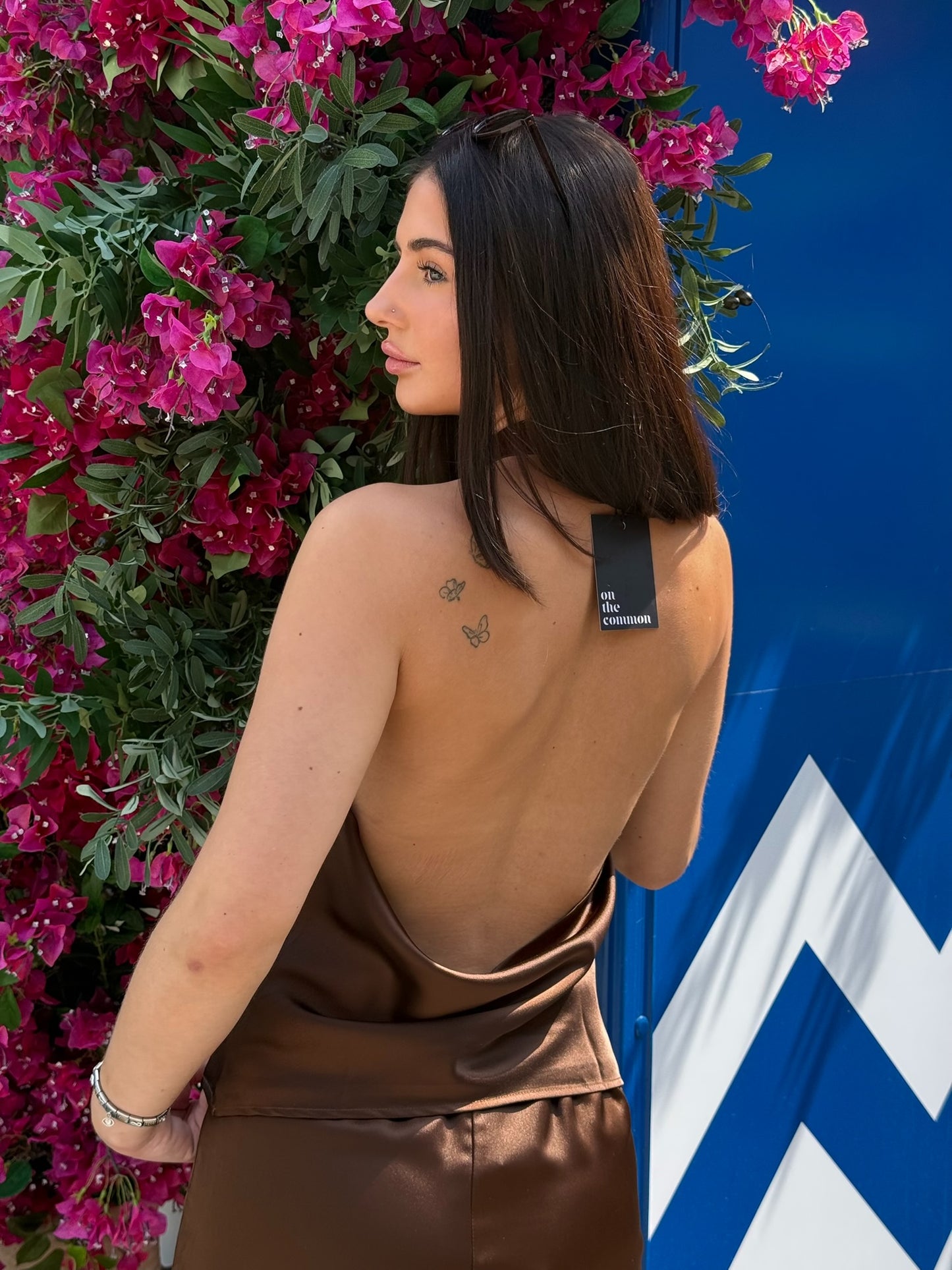 Dune Satin Buckle Halter Top