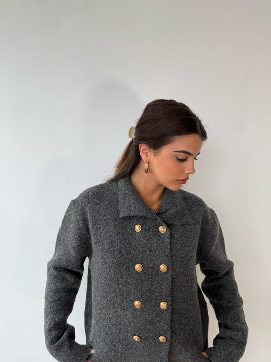 Button Cardigan - Charcoal