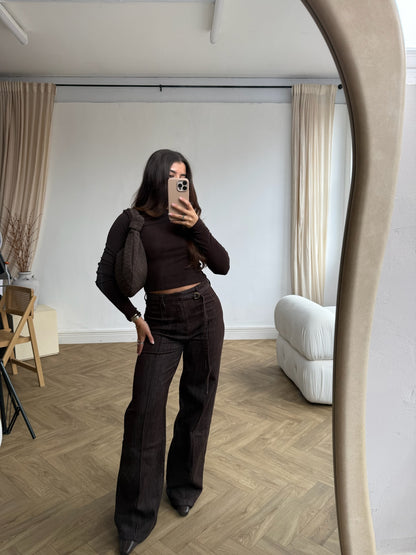 Front Seam Dad Fit Jean - Chocolate