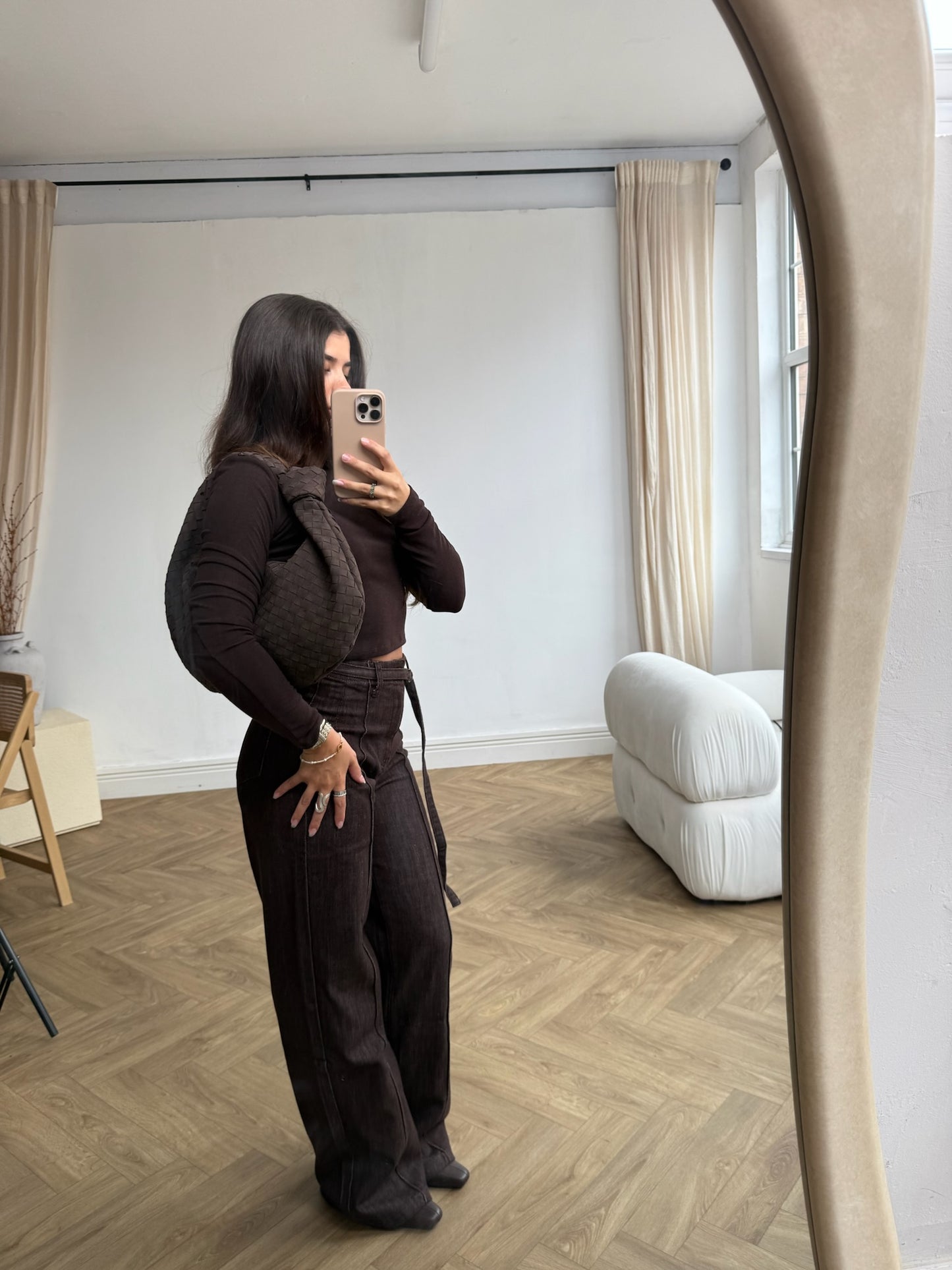 Front Seam Dad Fit Jean - Chocolate