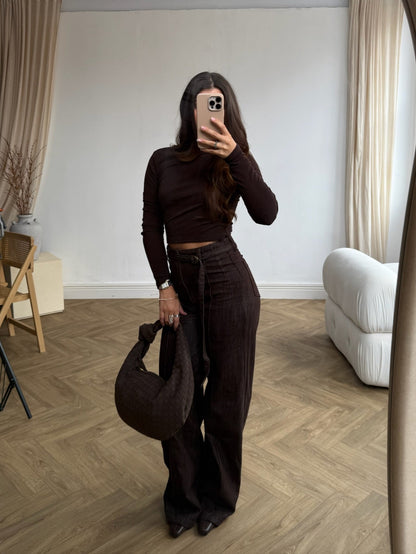 Front Seam Dad Fit Jean - Chocolate
