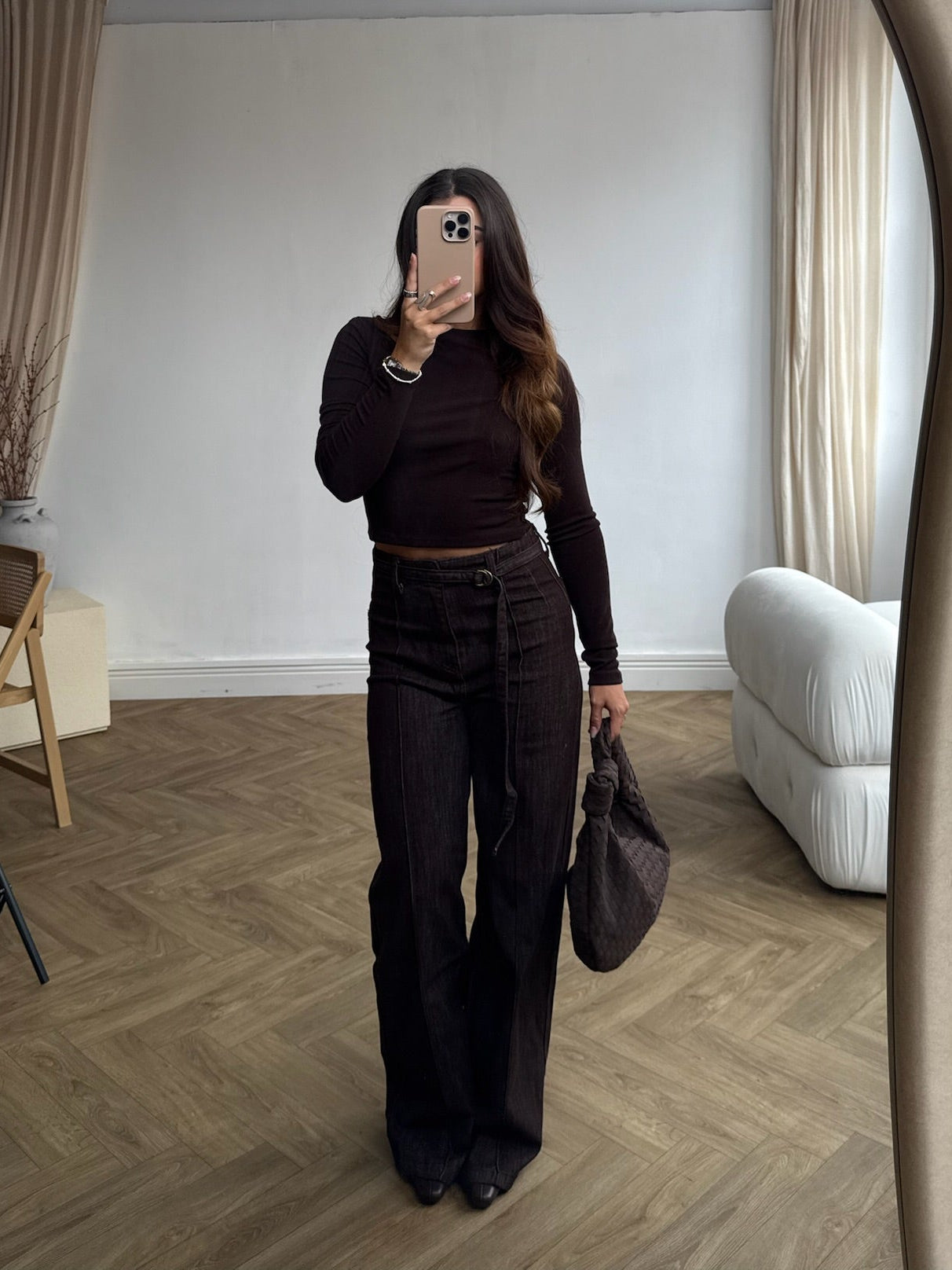 Front Seam Dad Fit Jean - Chocolate
