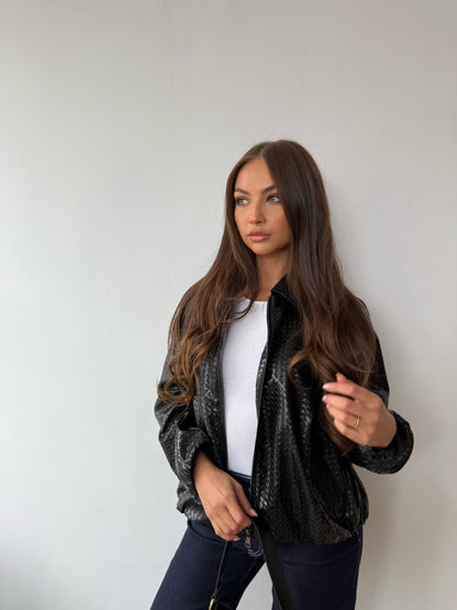 Leather Style Jacket - Black