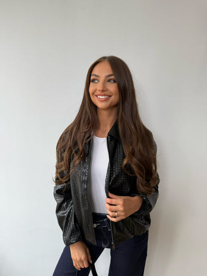 Leather Style Jacket - Black