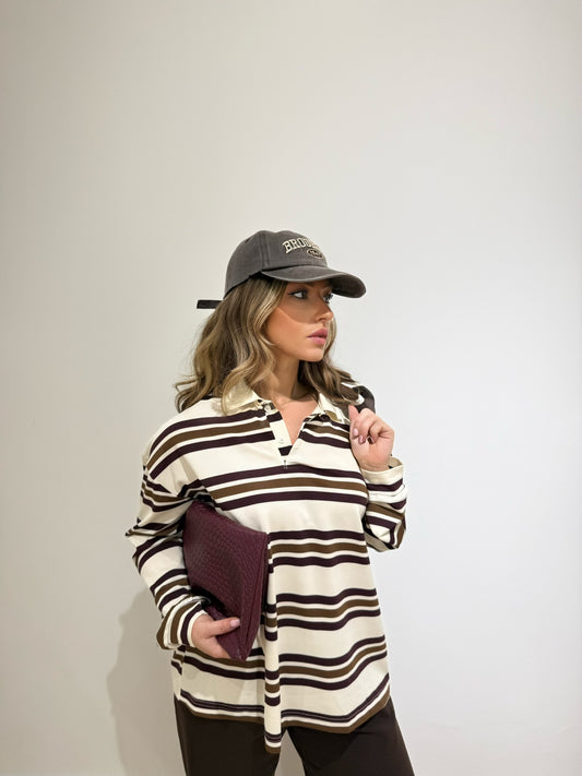 Rugby Top - Cream/Wine/Chocolate