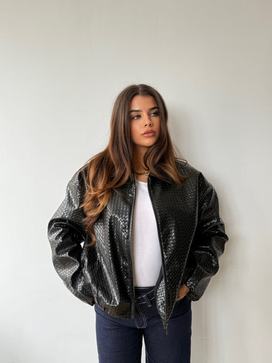 Leather Style Jacket - Black
