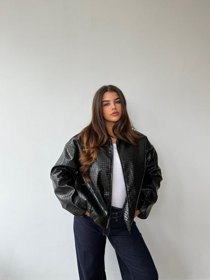 Leather Style Jacket - Black