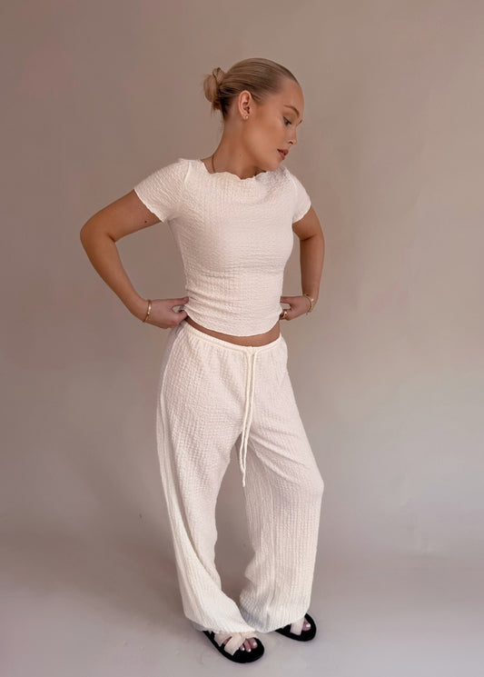 Textured Trousers - Cream