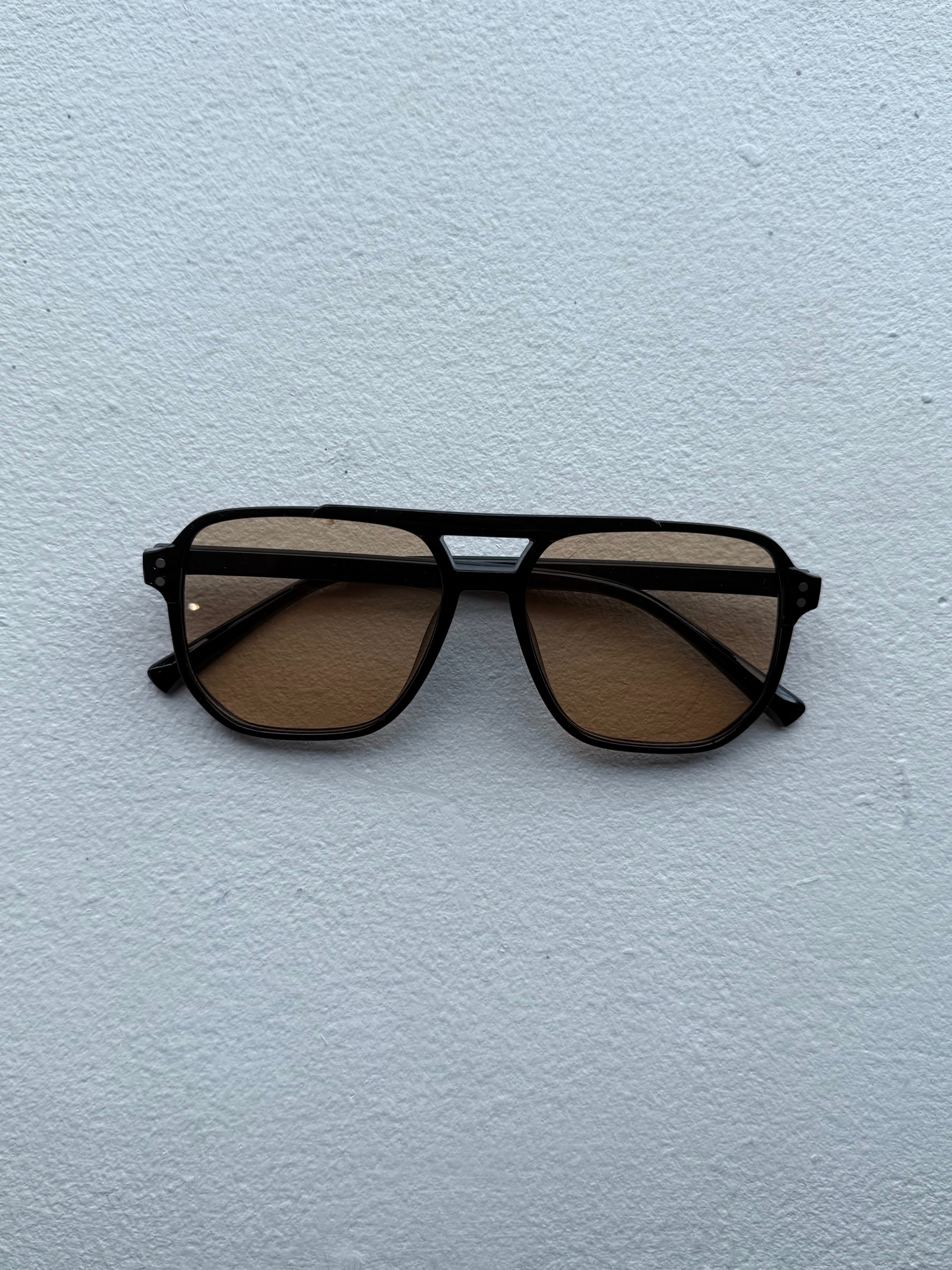 Brown Tint Aviator Dual Bridge Sunglasses
