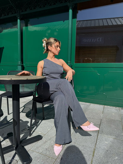 One Shoulder Top - Charcoal
