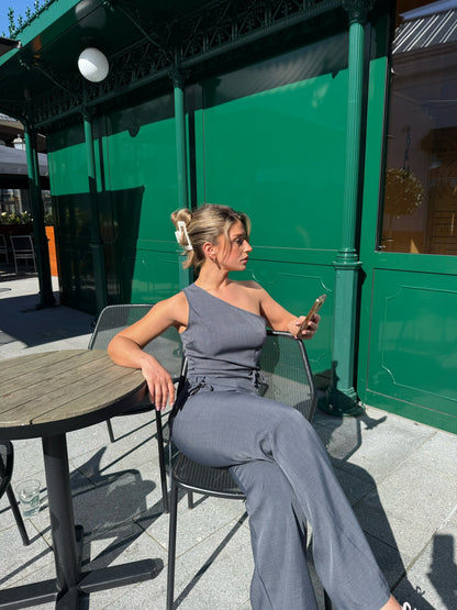 One Shoulder Top - Charcoal