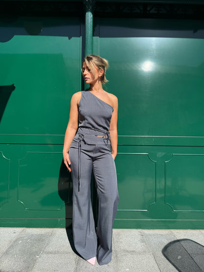 One Shoulder Top - Charcoal