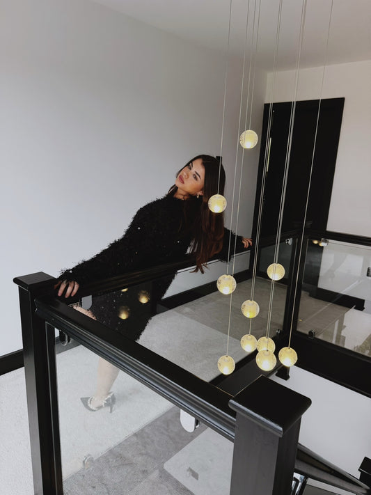 Sequin Shift Dress with Faux Feather Tassel Detail- Black