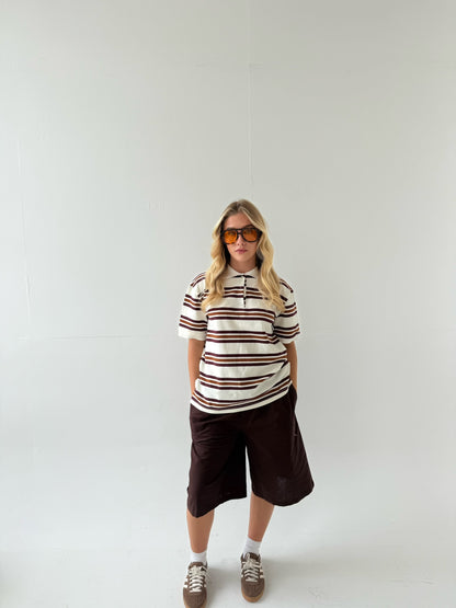 Short Sleeve Rugby Top - Cream/Chocolate/Wine