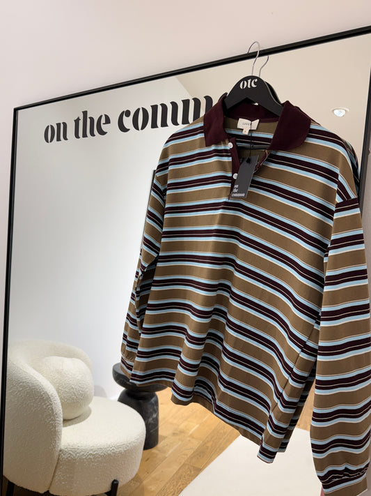 Rugby Top - Khaki/Burgundy/Blue