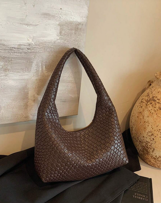 Woven Shoulder Bag - Chocolate
