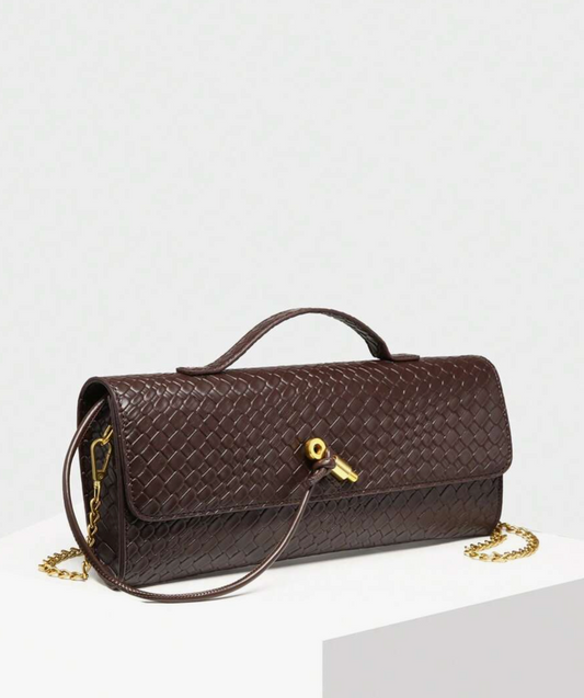 Woven Mini Clutch - Chocolate