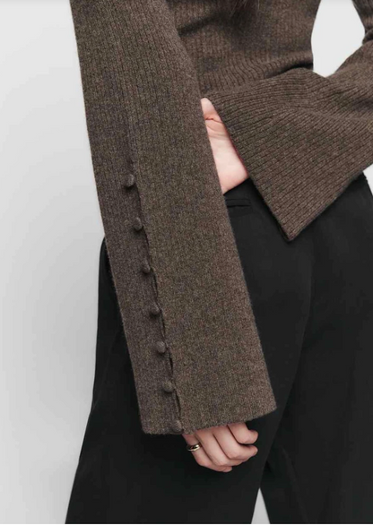Square Neck Long Sleeve Knit - Mocha