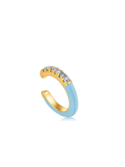 Powder Blue Enamel Gold Ear Cuff
