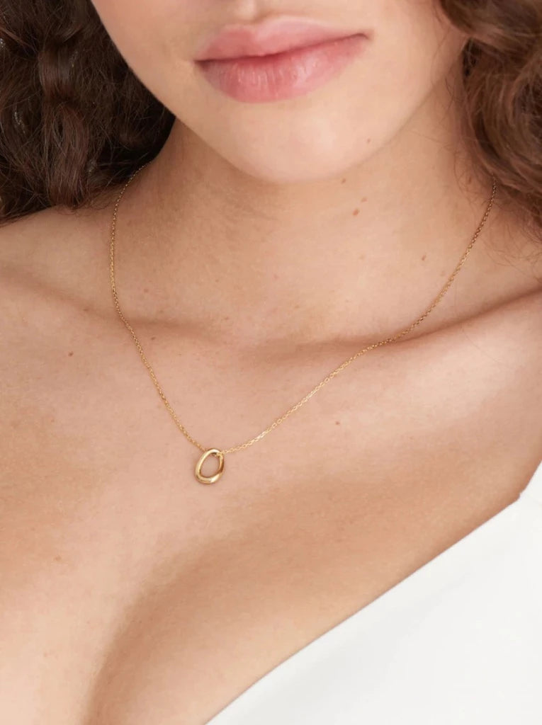 Navy Blue Enamel Gold Twisted Pendant