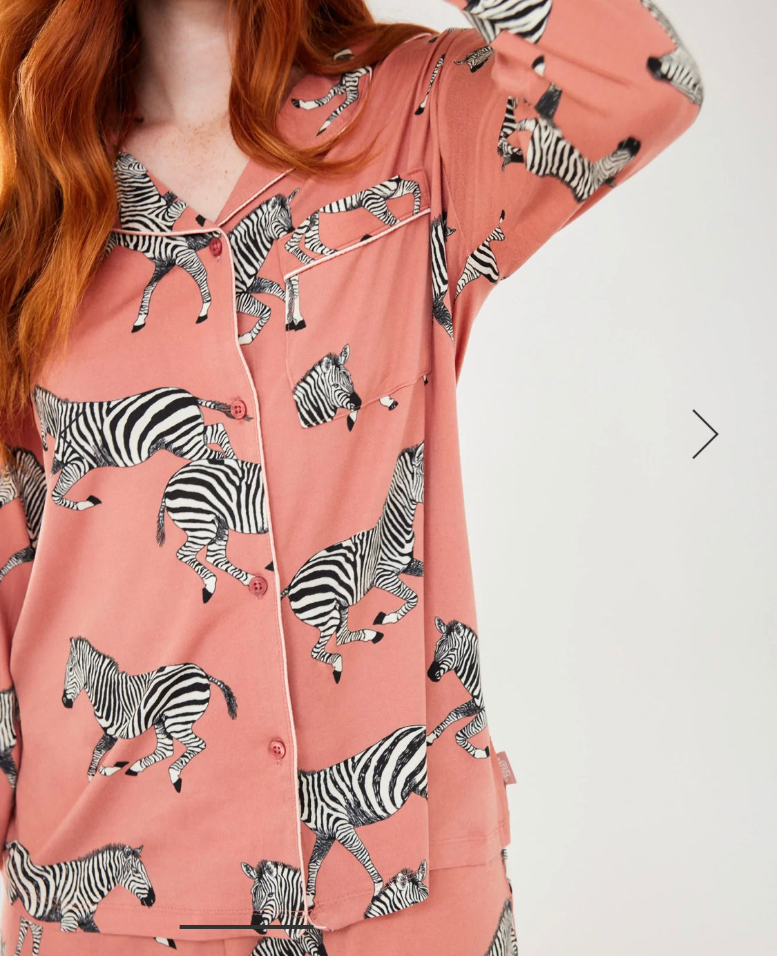 Blush Zebra Button Up Long Pyjama Set