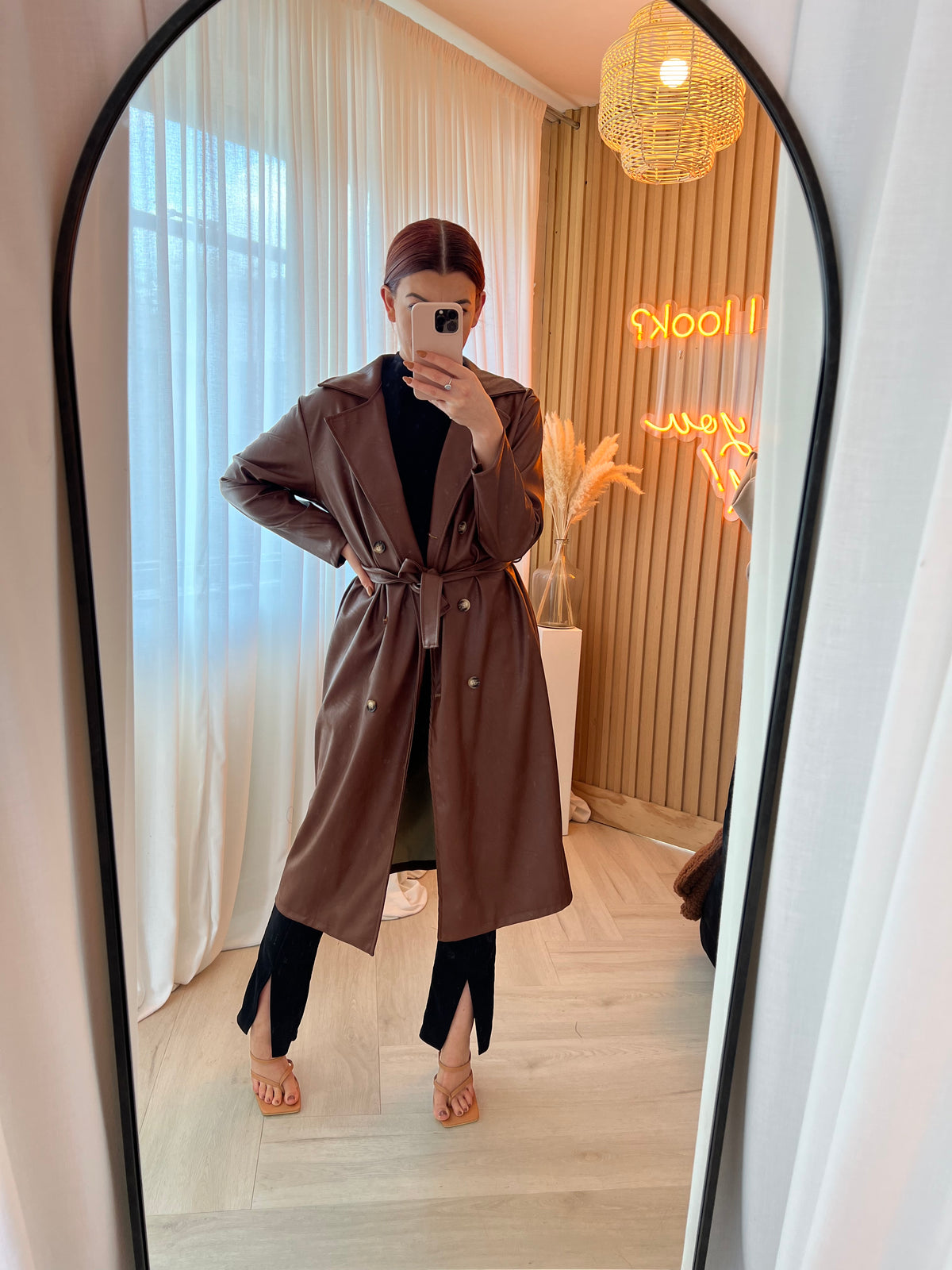 Megan leather style trench