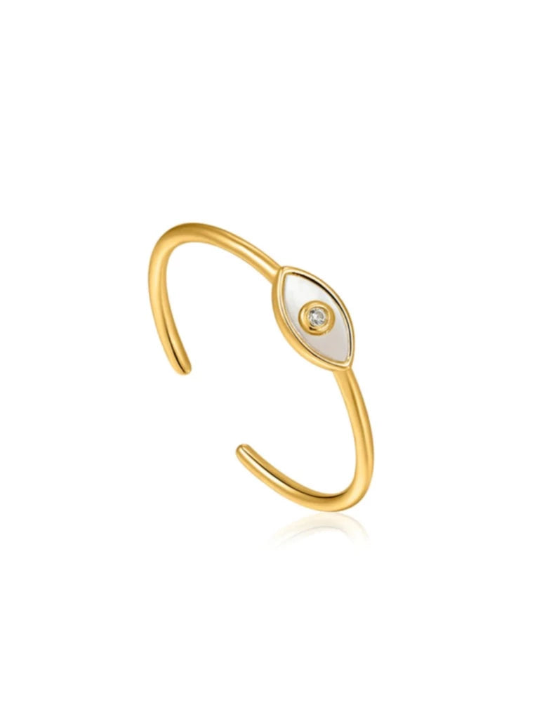 Evil Eye Gold Adjustable Ring