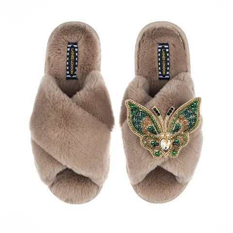 Deluxe Toffee Classic slippers with Butterfly