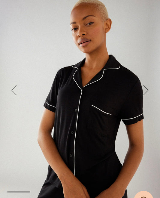 Chelsea Peers Black modal button up short